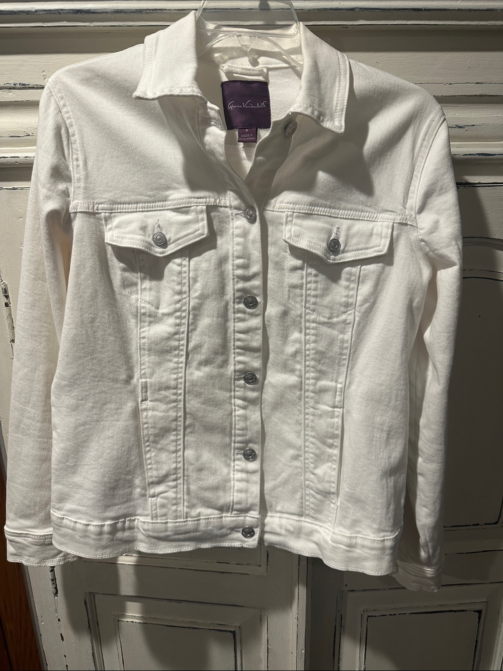 Gloria Vanderbilt Clean White Denim Jacket with Button Front